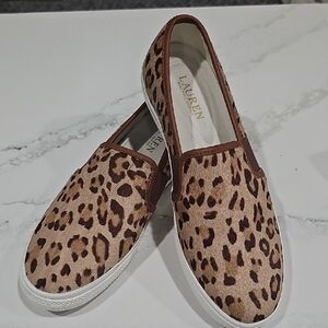 Ralph Lauren Brown Leopard Slip-On Sneakers